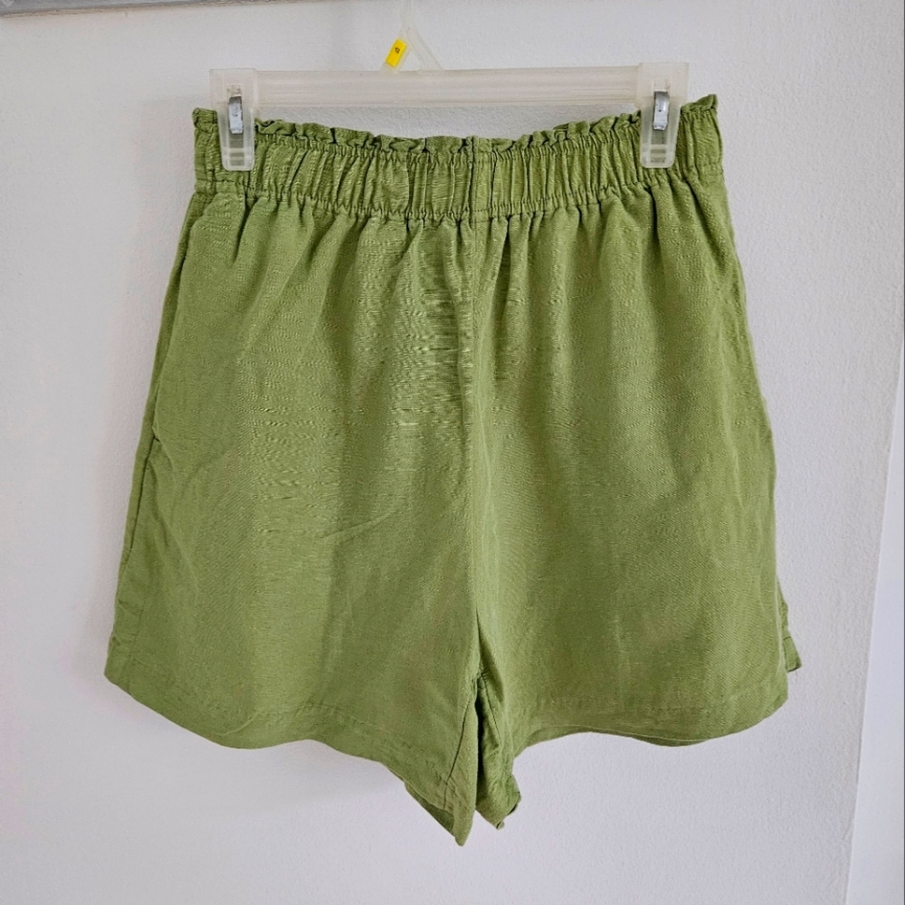 H&M Olive Green Linen Blend Shorts Sz  S
